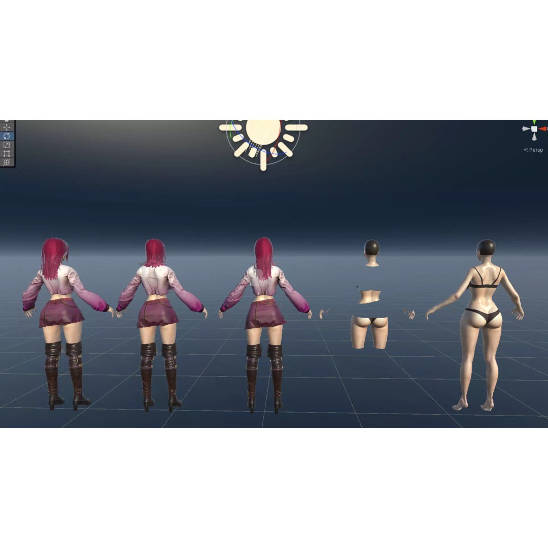 Fashion Girl 3D Model – Low-Poly Rigged Character for Games, FBX