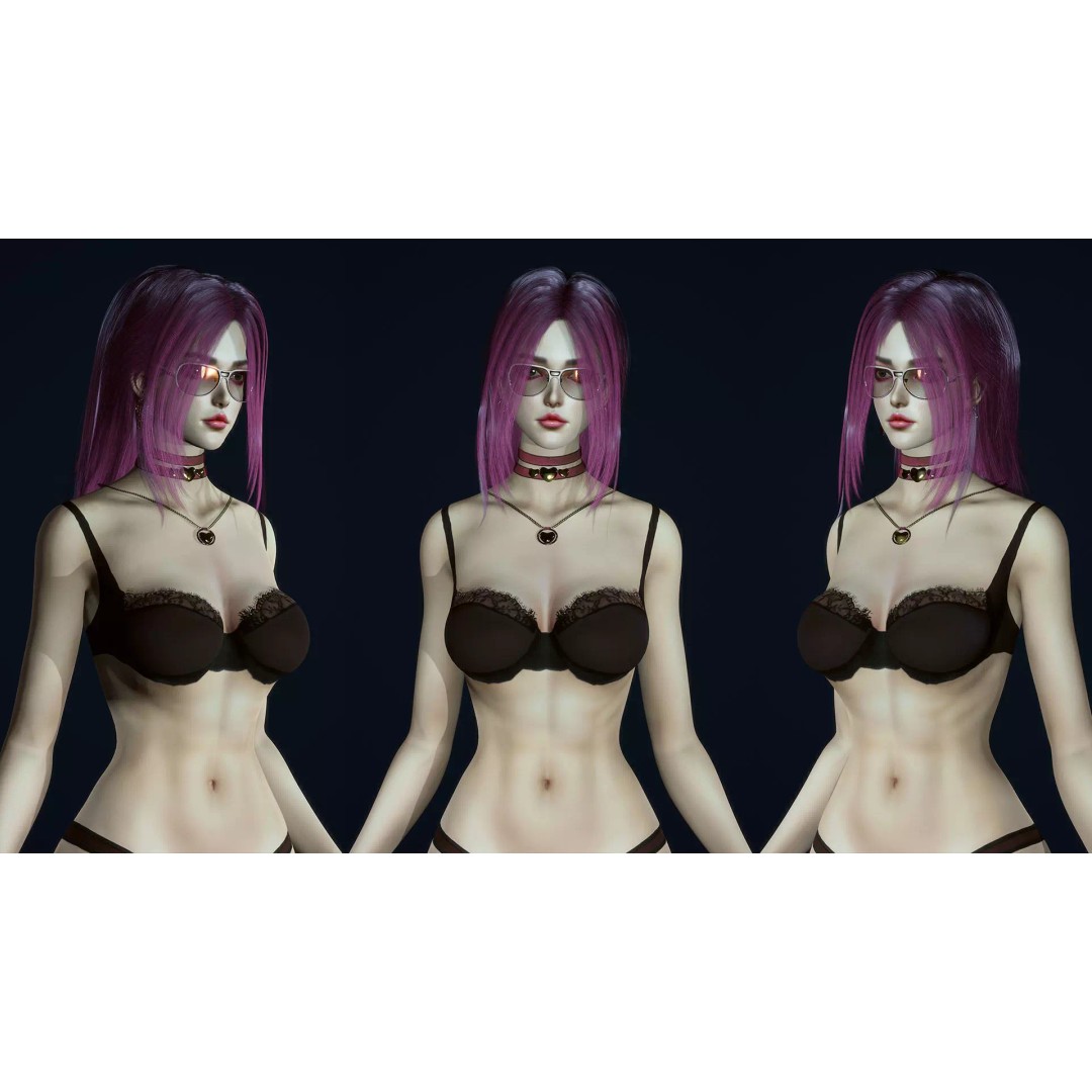 Fashion Girl 3D Model – Low-Poly Rigged Character for Games, FBX - View 11