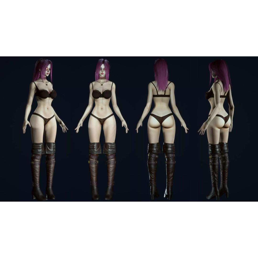 Fashion Girl 3D Model – Low-Poly Rigged Character for Games, FBX - View 12