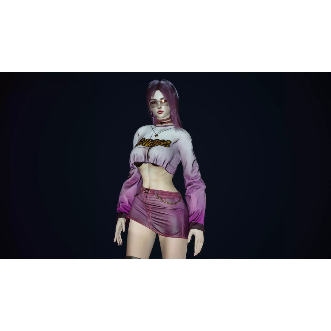 Fashion Girl 3D Model – Low-Poly Rigged Character for Games, FBX - View 15
