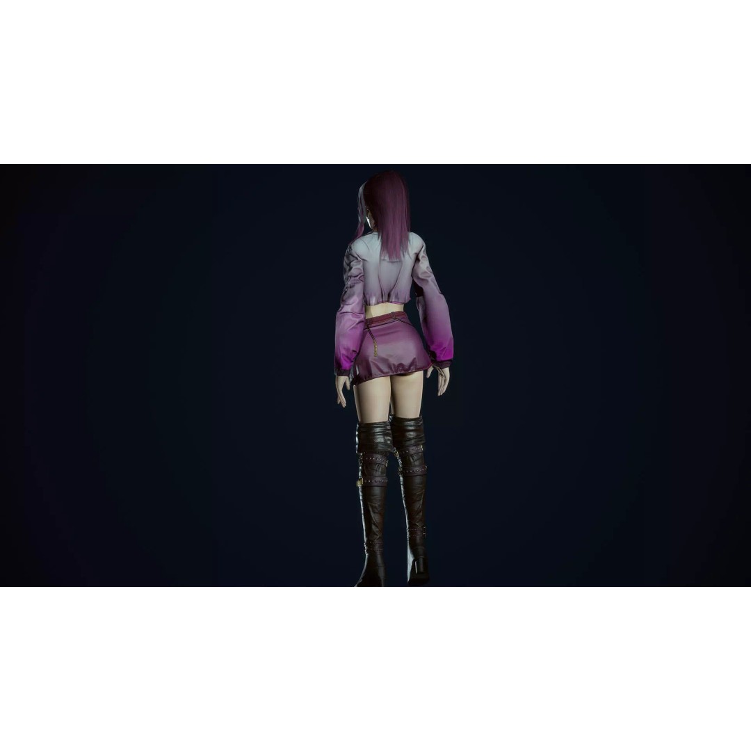 Fashion Girl 3D Model – Low-Poly Rigged Character for Games, FBX - View 16
