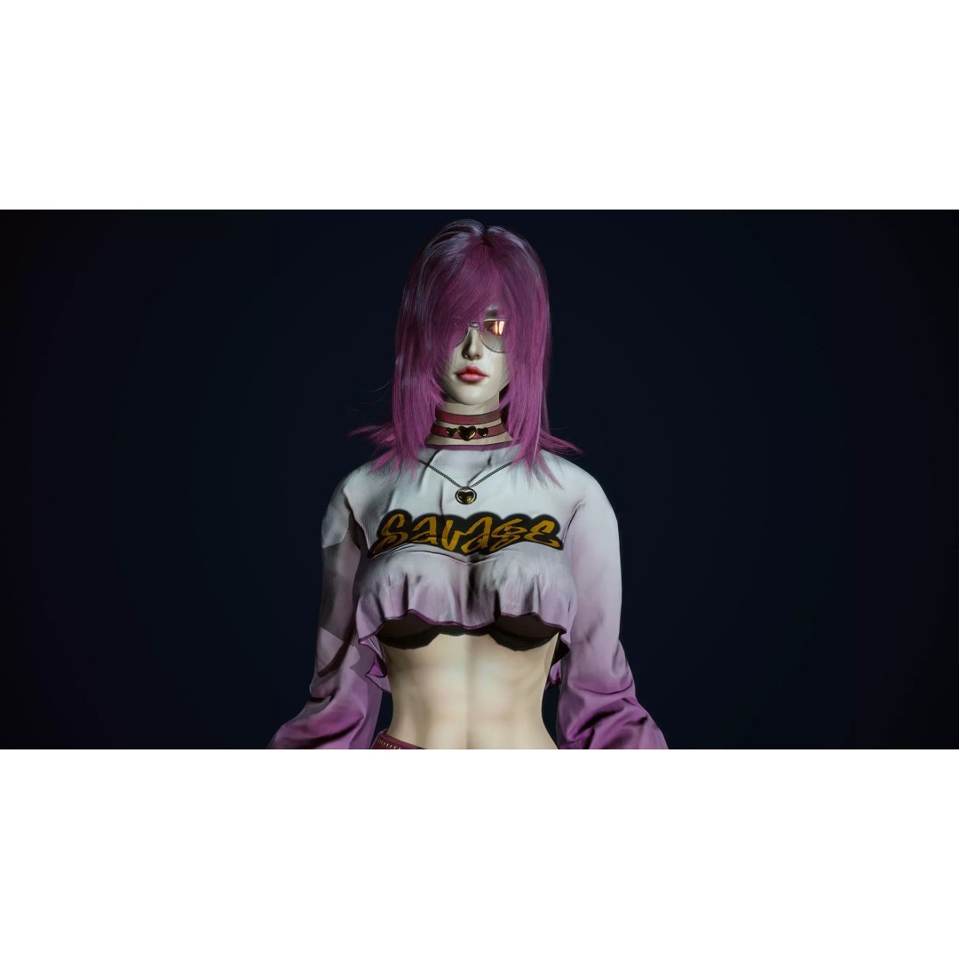 Fashion Girl 3D Model – Low-Poly Rigged Character for Games, FBX - View 17