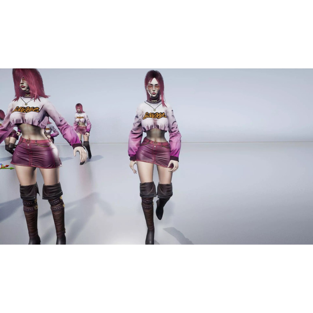 Fashion Girl 3D Model – Low-Poly Rigged Character for Games, FBX - View 21