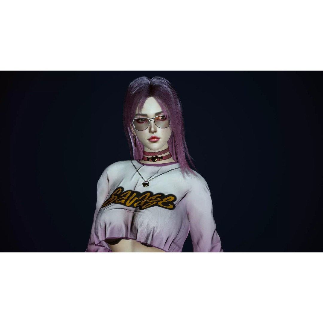 Fashion Girl 3D Model – Low-Poly Rigged Character for Games, FBX - View 4