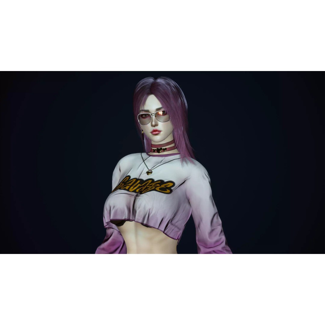 Fashion Girl 3D Model – Low-Poly Rigged Character for Games, FBX - View 6