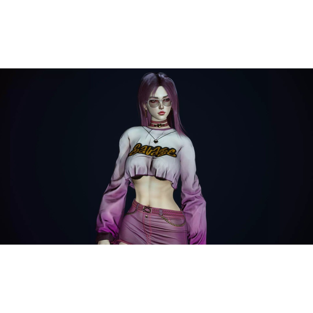 Fashion Girl 3D Model – Low-Poly Rigged Character for Games, FBX - View 8
