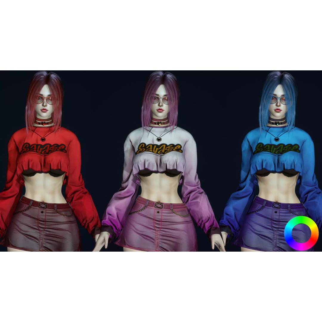 Fashion Girl 3D Model – Low-Poly Rigged Character for Games, FBX - View 9