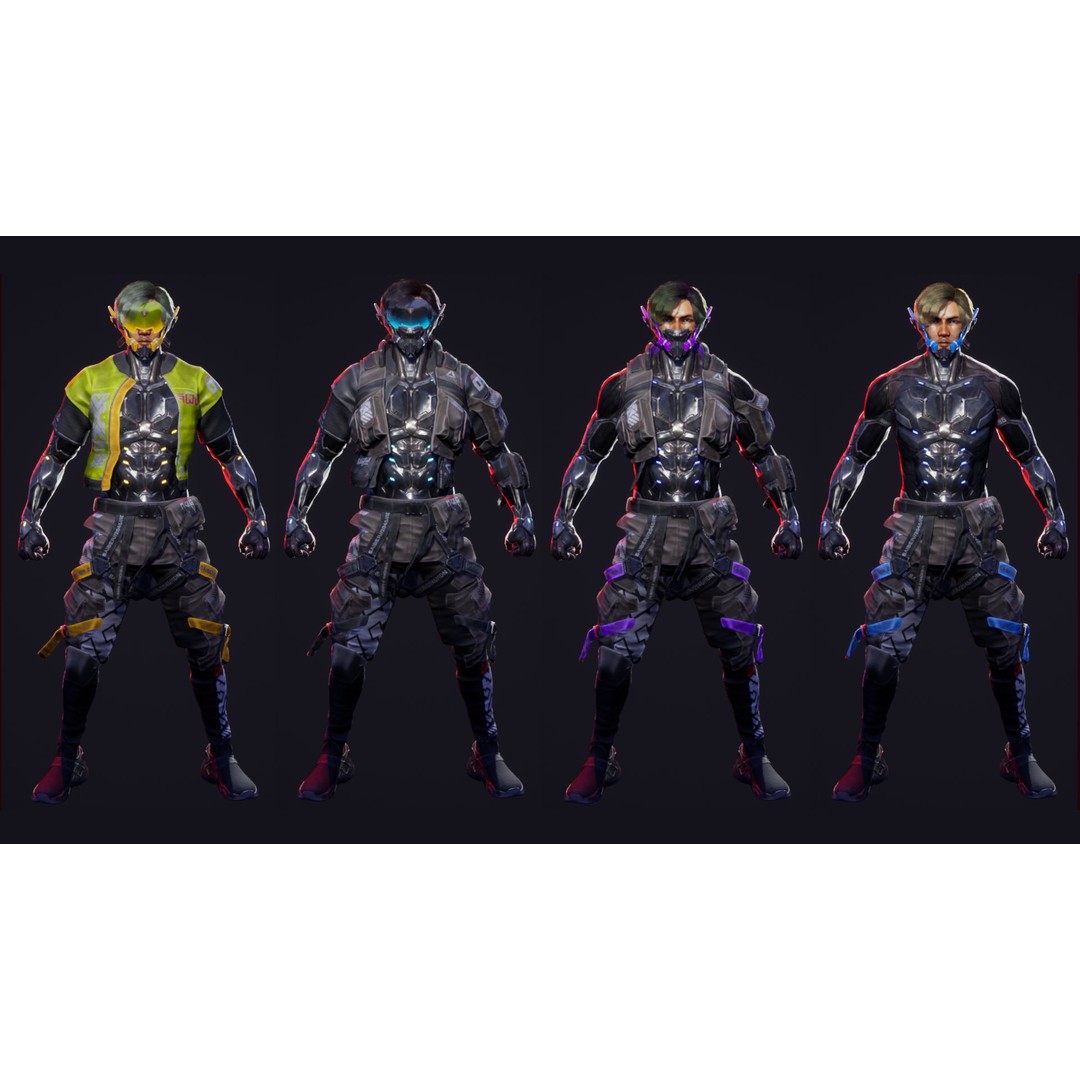 Cyberpunk Street Boy Character 3D Model – Low Poly Rigged Game Asset, FBX
