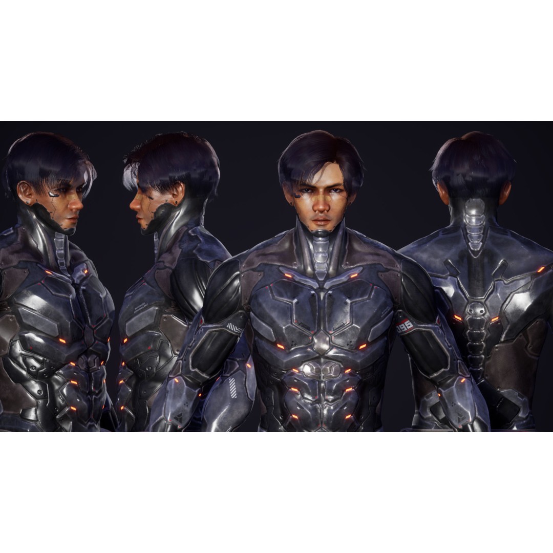 Cyberpunk Street Boy Character 3D Model – Low Poly Rigged Game Asset, FBX - View 6