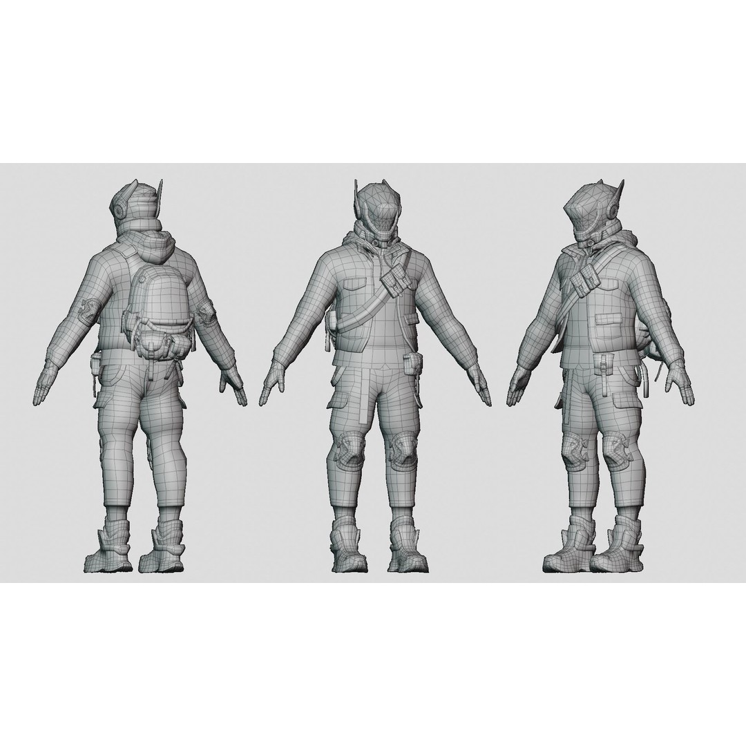 Cyberpunk Borz Robot 3D Model – Low Poly Rigged Asset, FBX