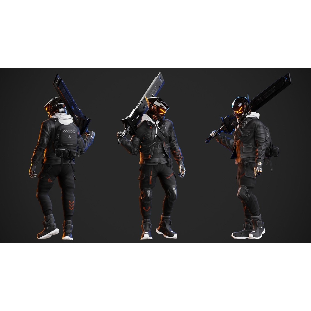 Cyberpunk Borz Robot 3D Model – Low Poly Rigged Asset, FBX - View 10