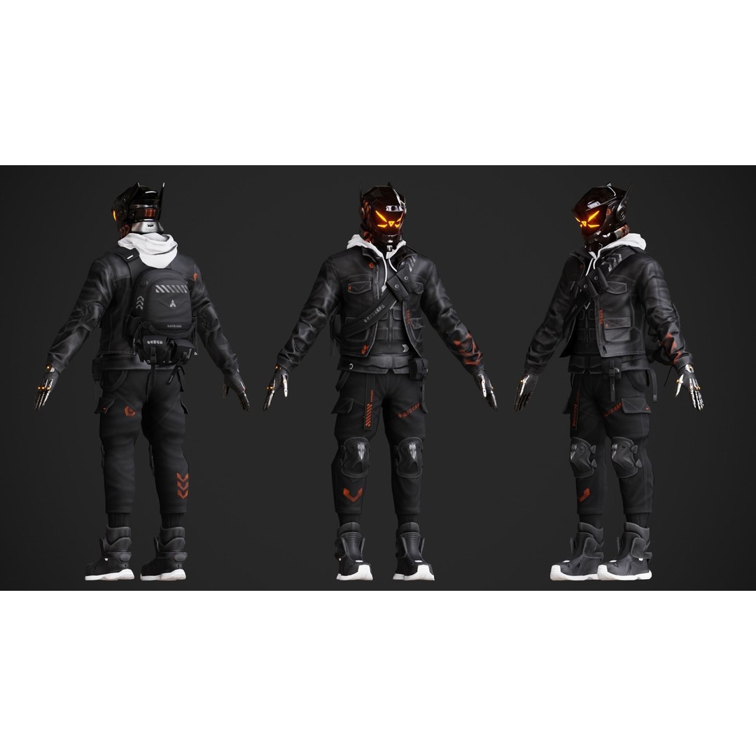 Cyberpunk Borz Robot 3D Model – Low Poly Rigged Asset, FBX - View 11