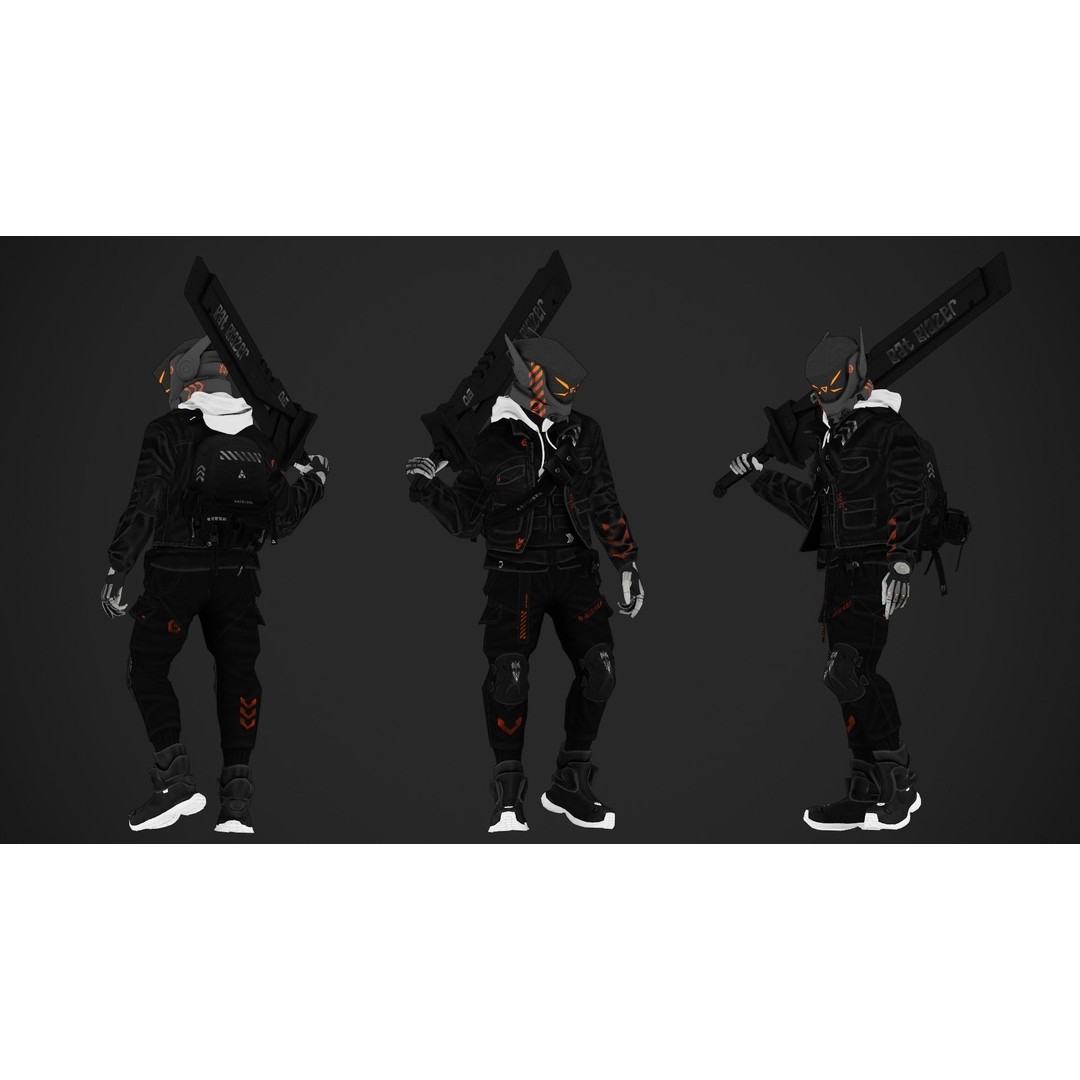 Cyberpunk Borz Robot 3D Model – Low Poly Rigged Asset, FBX - View 12