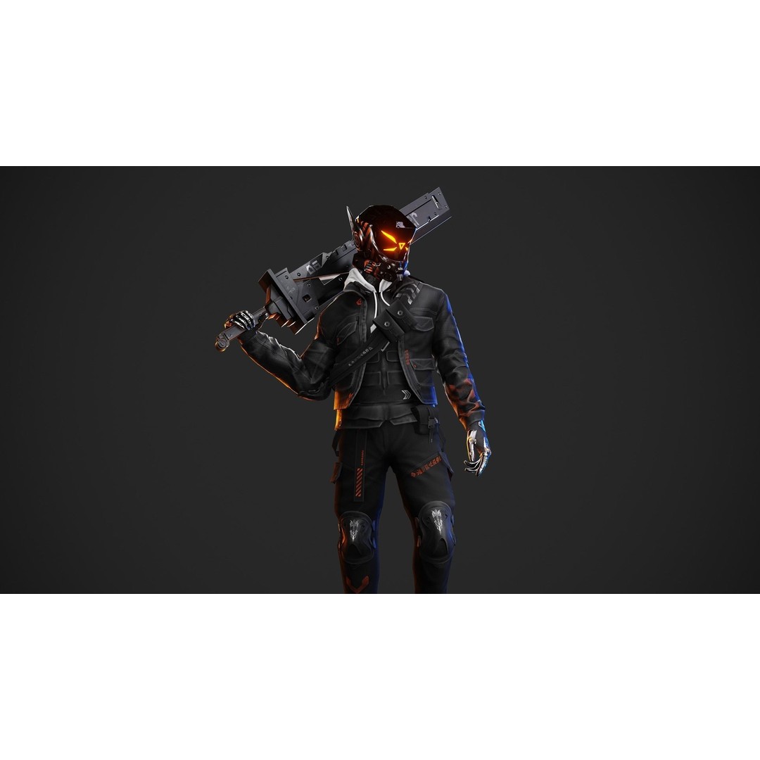 Cyberpunk Borz Robot 3D Model – Low Poly Rigged Asset, FBX - View 3