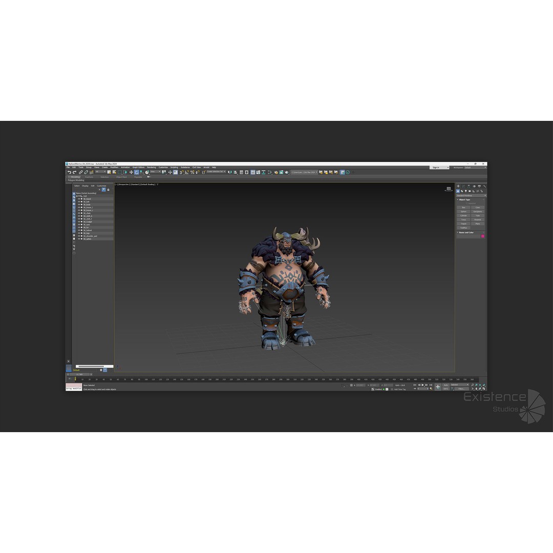 Stylized Warrior 04 3D Model – Low Poly Rigged Character with PBR Textures - View 13