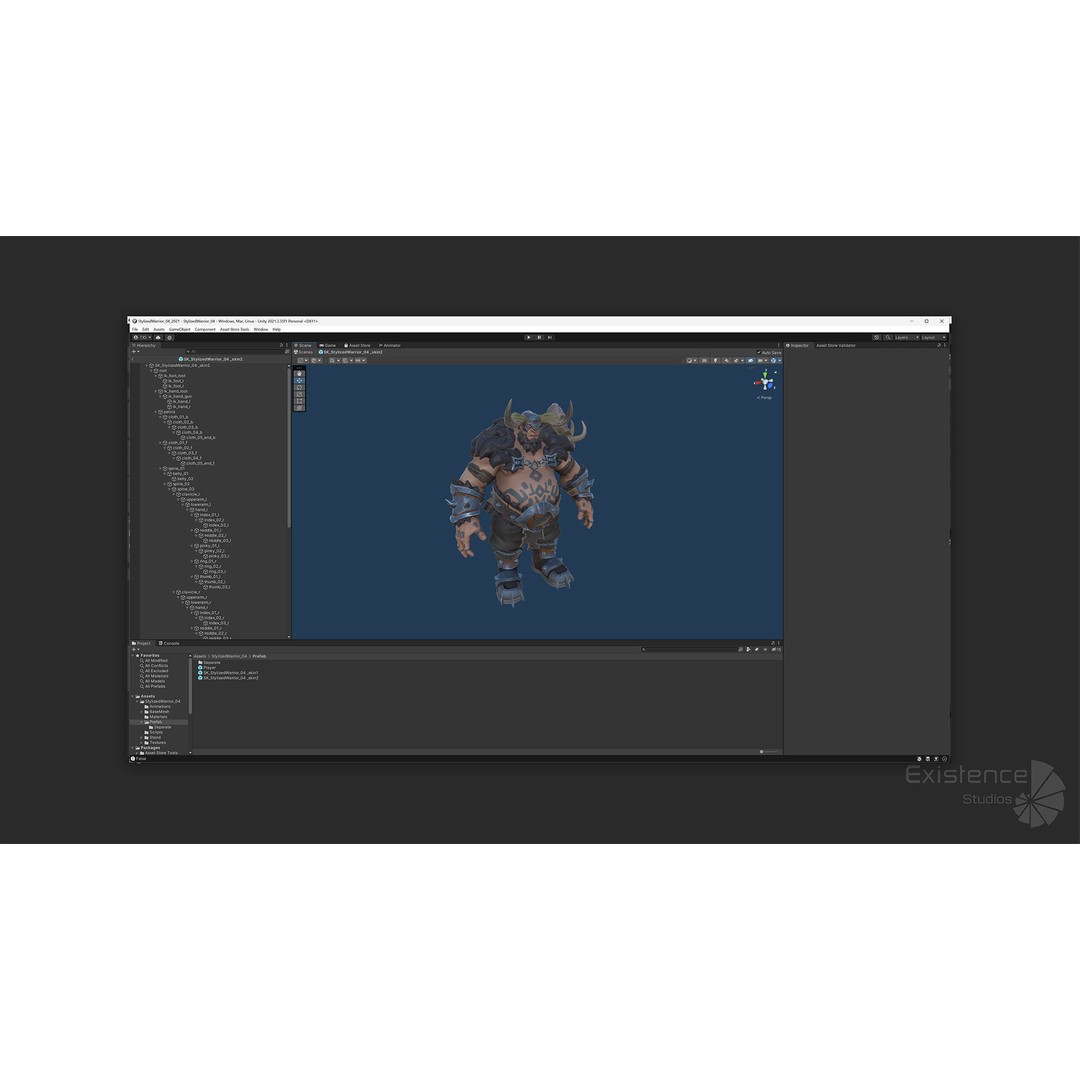 Stylized Warrior 04 3D Model – Low Poly Rigged Character with PBR Textures - View 27