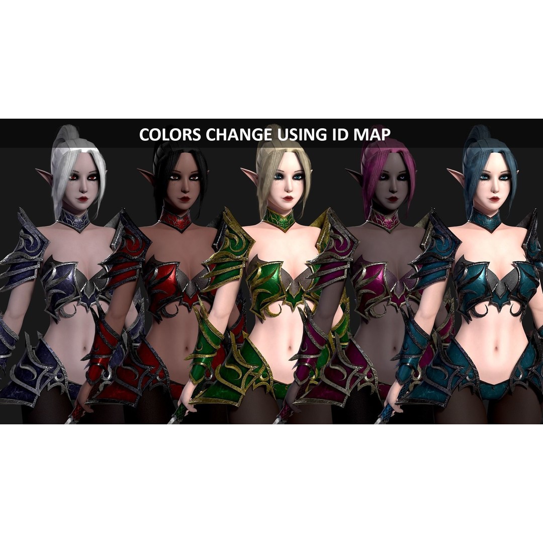 Dark Elf Assassin 3D Model – Low Poly Rigged Character, FBX - View 8