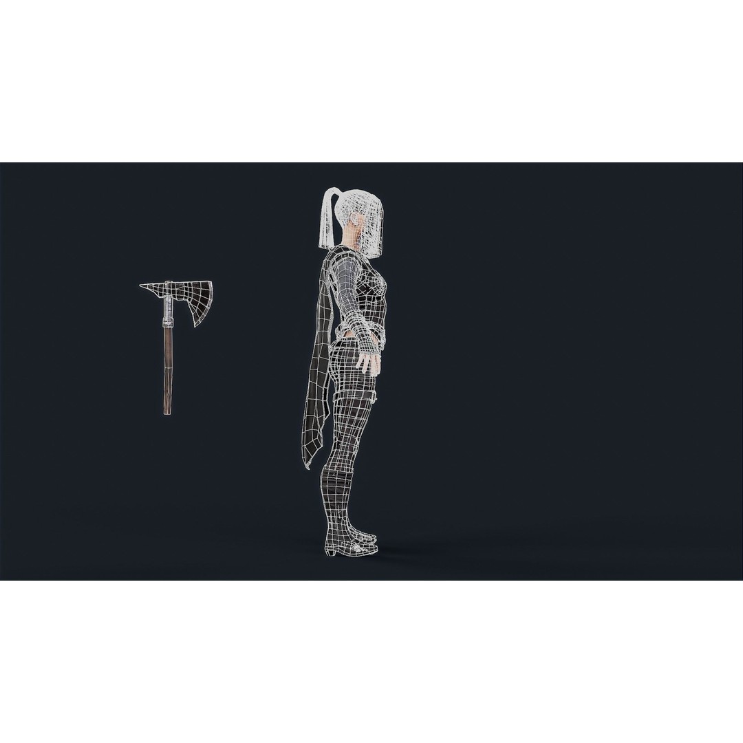 Viking Woman 3D Model – Low Poly Berserker Character, FBX - View 10