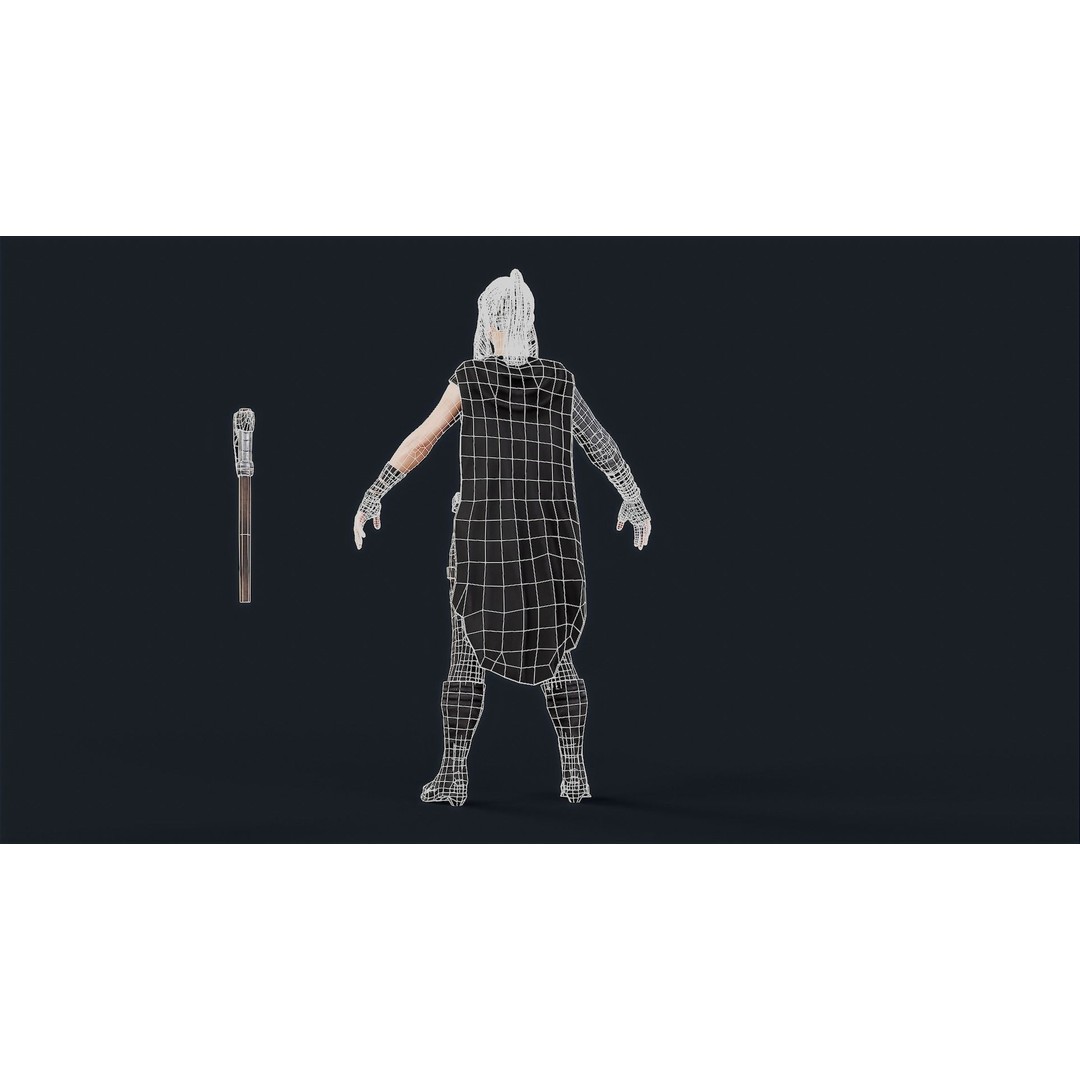 Viking Woman 3D Model – Low Poly Berserker Character, FBX - View 12