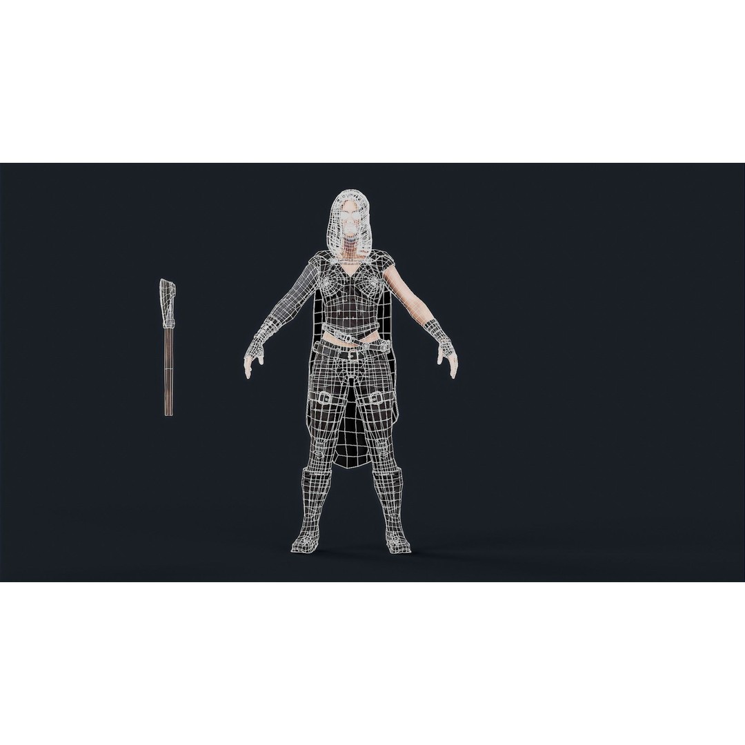 Viking Woman 3D Model – Low Poly Berserker Character, FBX - View 13