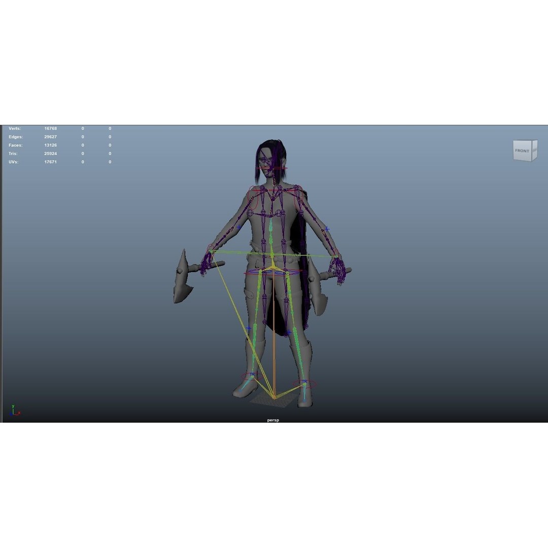 Viking Woman 3D Model – Low Poly Berserker Character, FBX - View 14