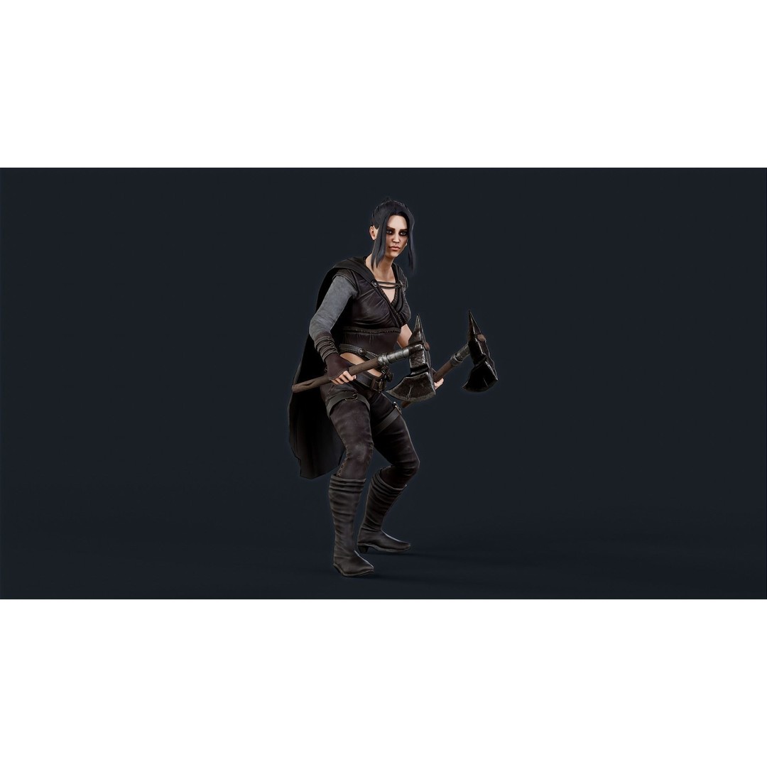 Viking Woman 3D Model – Low Poly Berserker Character, FBX - View 3