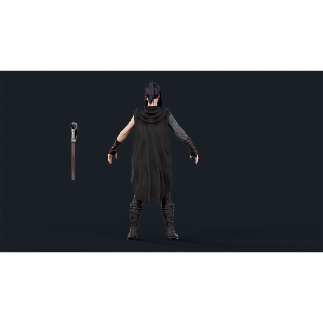 Viking Woman 3D Model – Low Poly Berserker Character, FBX - View 9