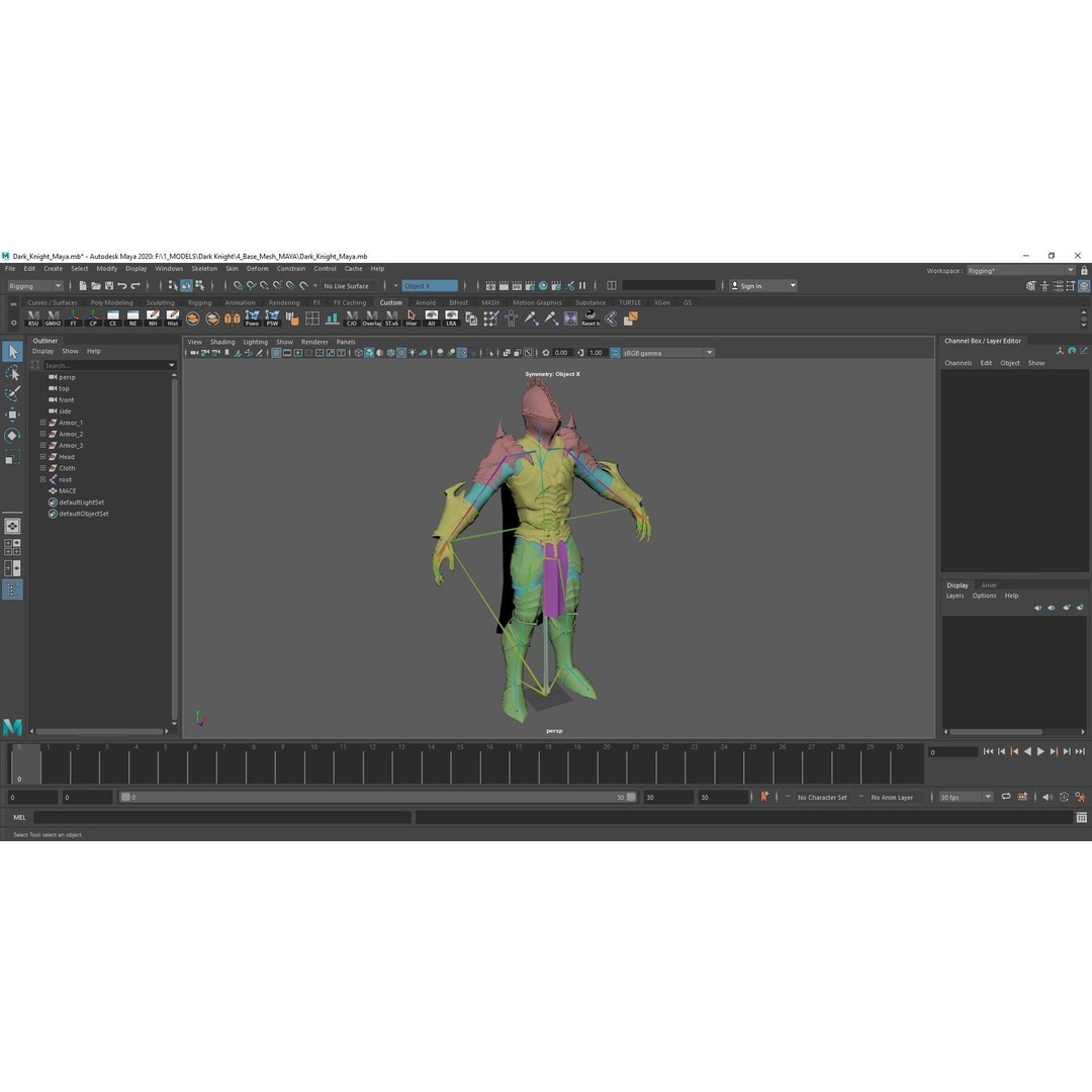 Dark Knight 3D Model – Low Poly Rigged Fantasy Character, FBX, PBR