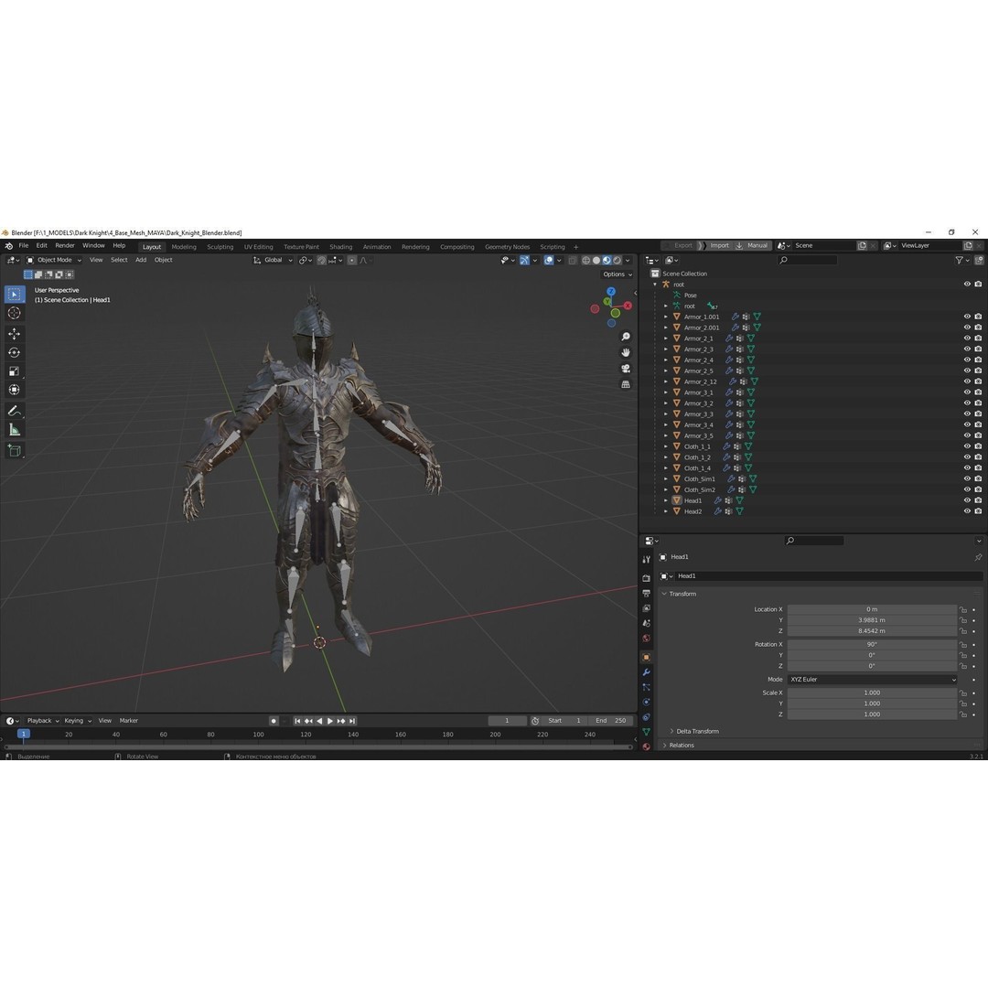 Dark Knight 3D Model – Low Poly Rigged Fantasy Character, FBX, PBR - View 14