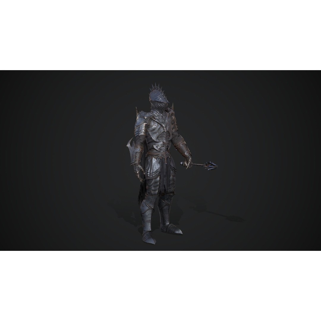Dark Knight 3D Model – Low Poly Rigged Fantasy Character, FBX, PBR - View 3