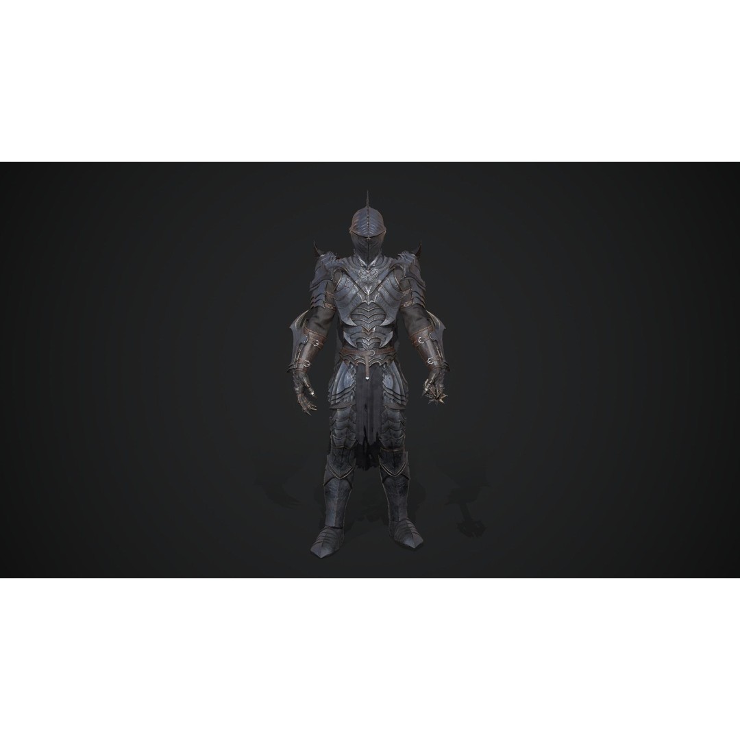 Dark Knight 3D Model – Low Poly Rigged Fantasy Character, FBX, PBR - View 4