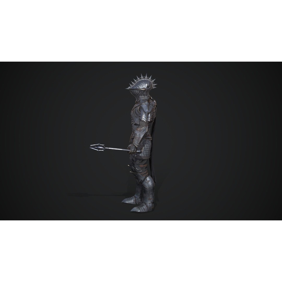 Dark Knight 3D Model – Low Poly Rigged Fantasy Character, FBX, PBR - View 5
