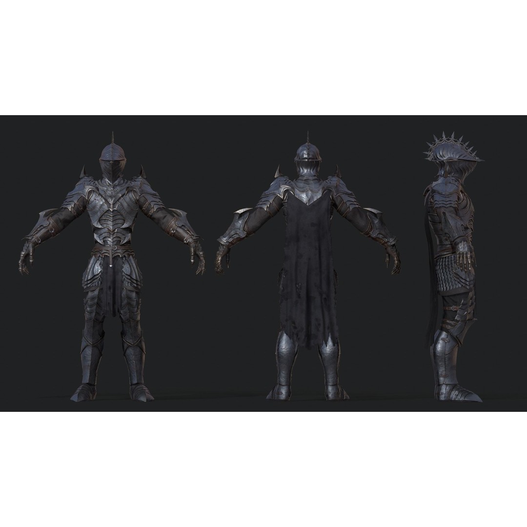 Dark Knight 3D Model – Low Poly Rigged Fantasy Character, FBX, PBR - View 7
