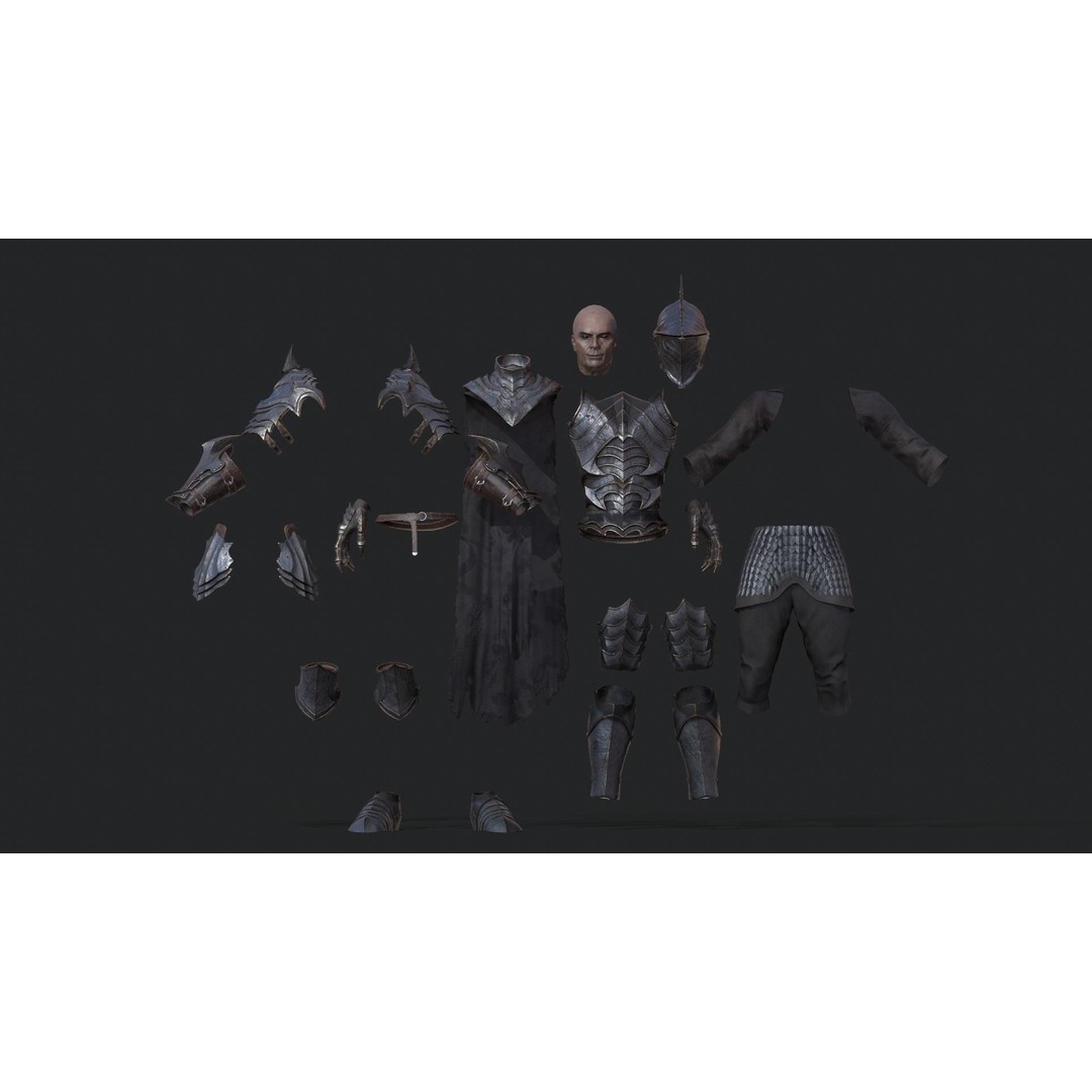Dark Knight 3D Model – Low Poly Rigged Fantasy Character, FBX, PBR - View 8