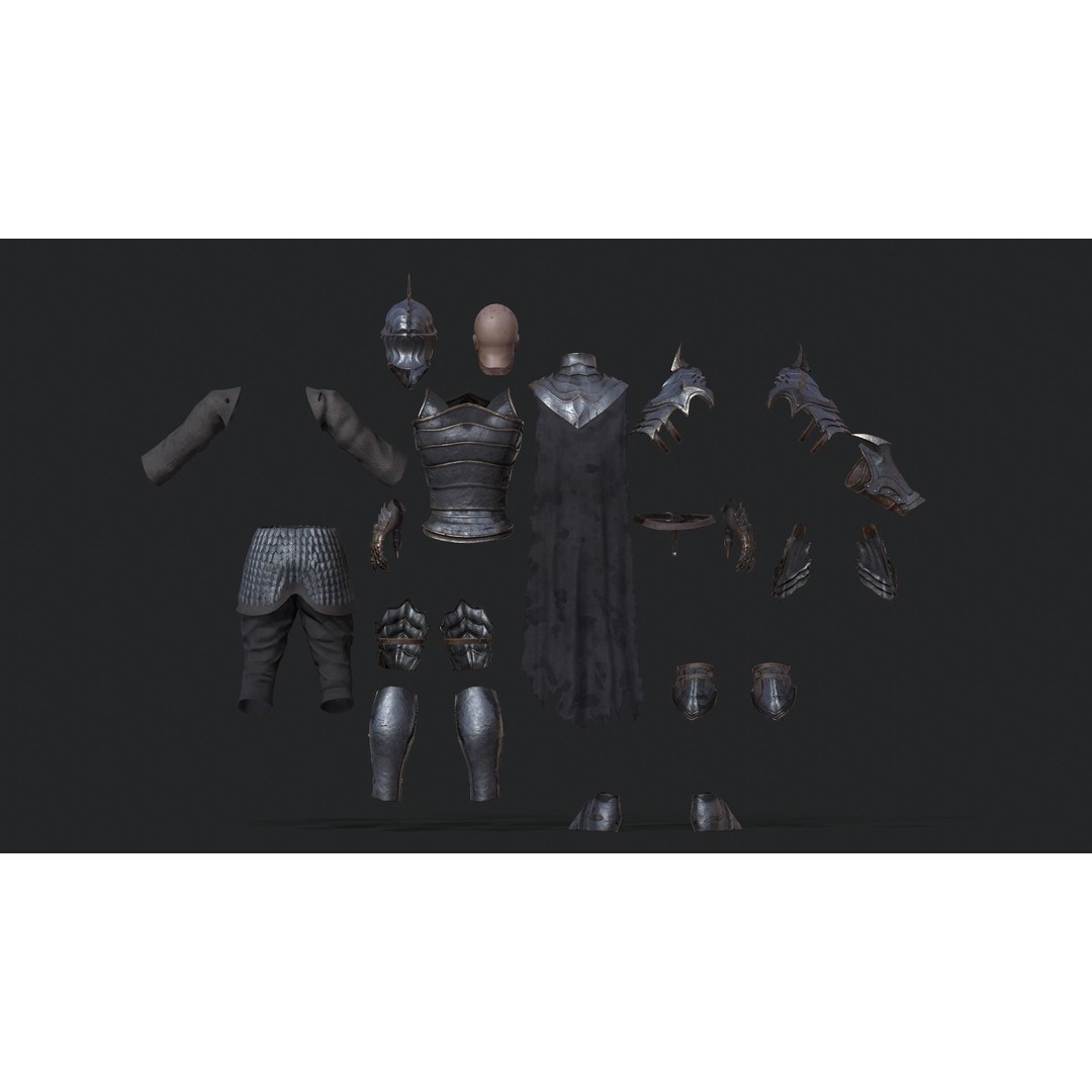 Dark Knight 3D Model – Low Poly Rigged Fantasy Character, FBX, PBR - View 9