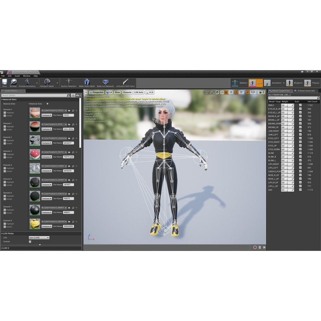 Cyberpunk Girl 3D Model – Game Ready Low Poly Character, FBX