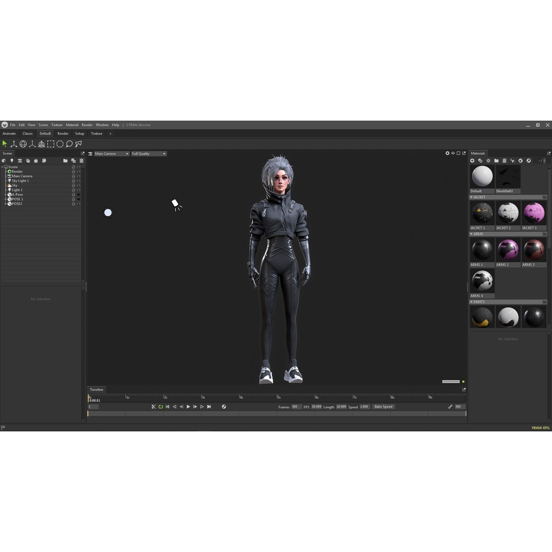 Cyberpunk Girl 3D Model – Game Ready Low Poly Character, FBX - View 13