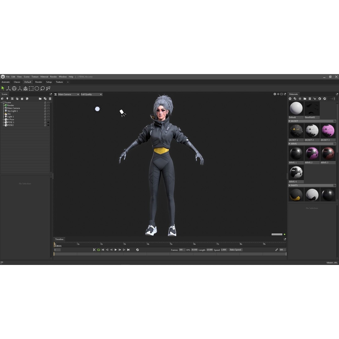 Cyberpunk Girl 3D Model – Game Ready Low Poly Character, FBX - View 14