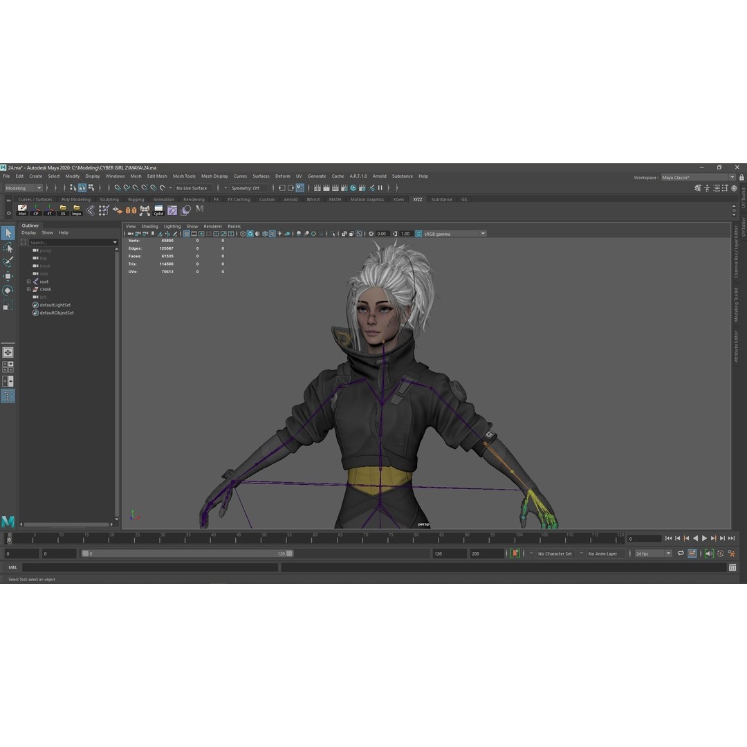 Cyberpunk Girl 3D Model – Game Ready Low Poly Character, FBX - View 15