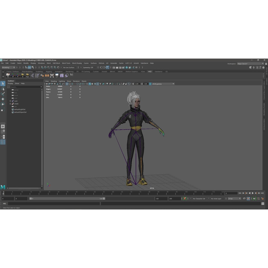 Cyberpunk Girl 3D Model – Game Ready Low Poly Character, FBX - View 16