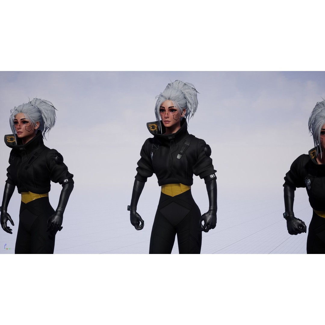 Cyberpunk Girl 3D Model – Game Ready Low Poly Character, FBX - View 19