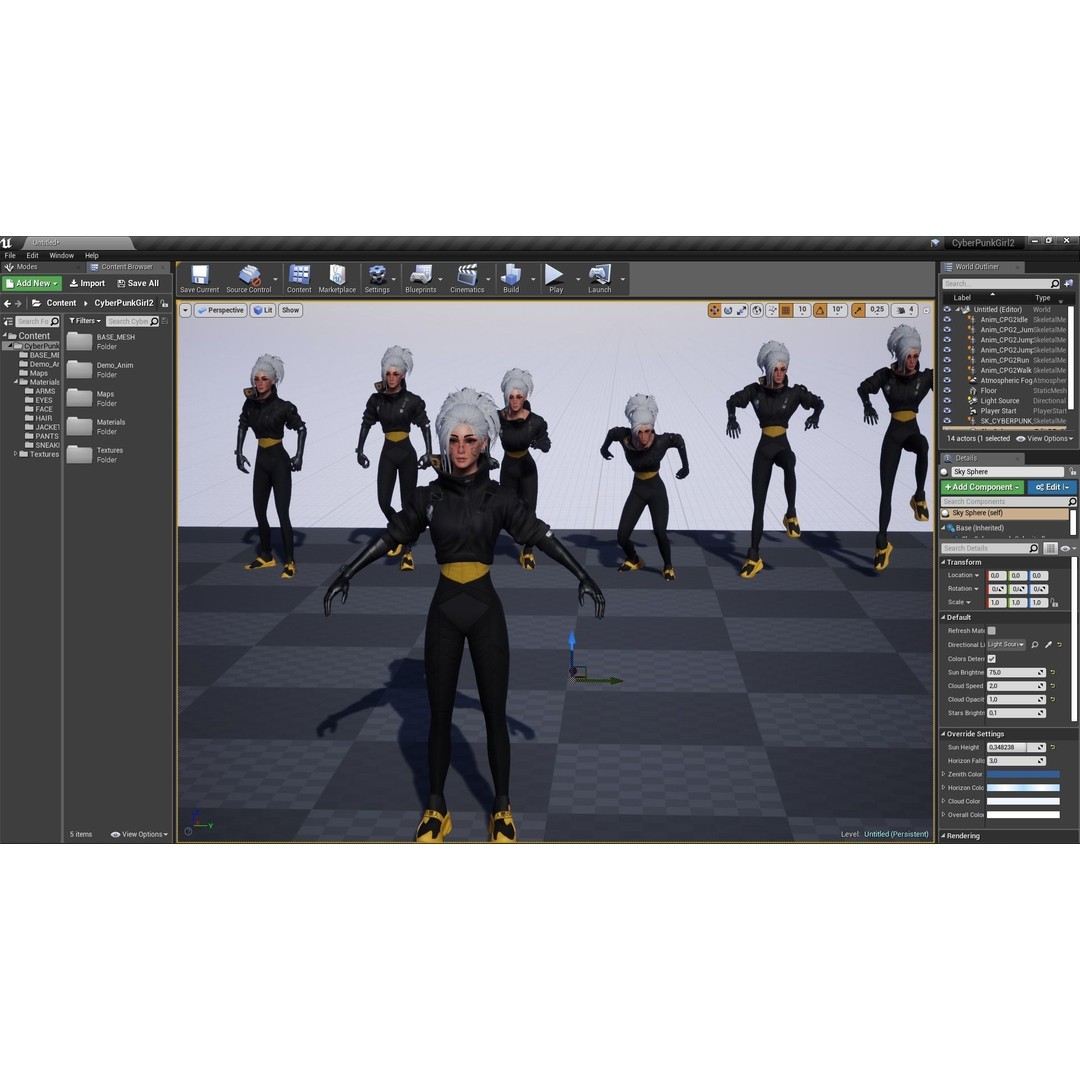 Cyberpunk Girl 3D Model – Game Ready Low Poly Character, FBX - View 20