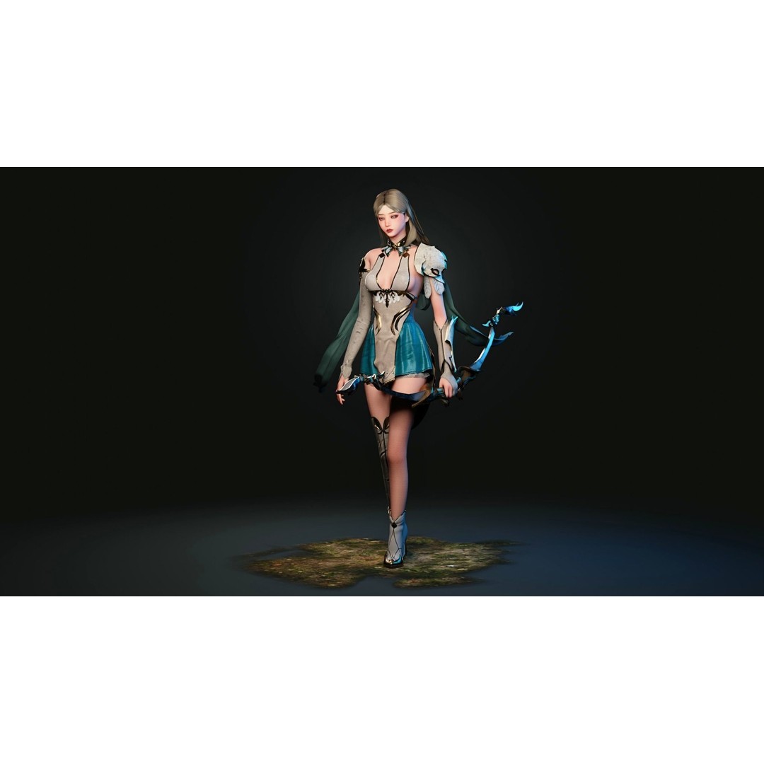 Archer Girl 3D Model – Low Poly Game Ready Character, FBX, PBR - View 11