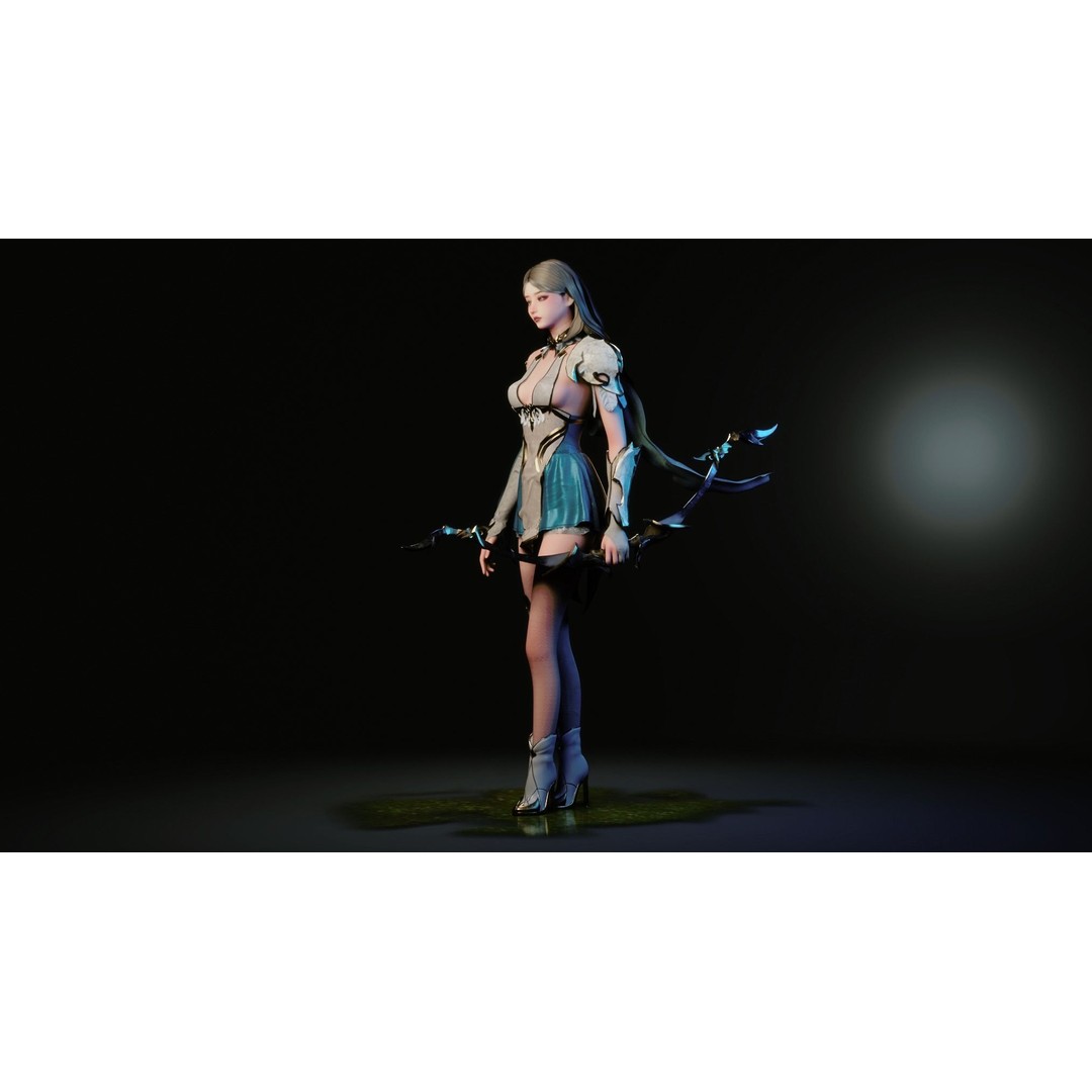 Archer Girl 3D Model – Low Poly Game Ready Character, FBX, PBR - View 12