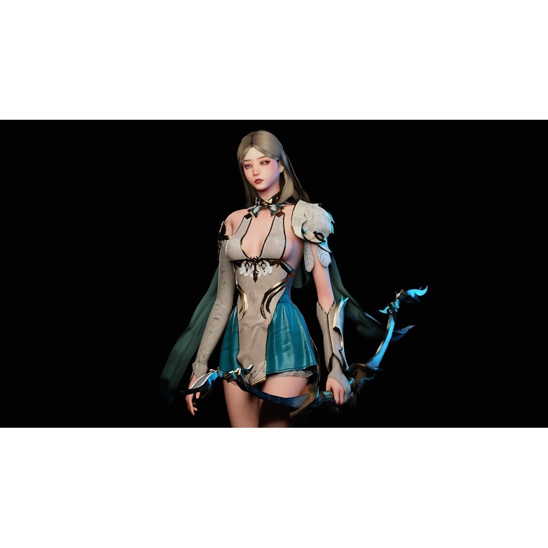 Archer Girl 3D Model – Low Poly Game Ready Character, FBX, PBR - View 3