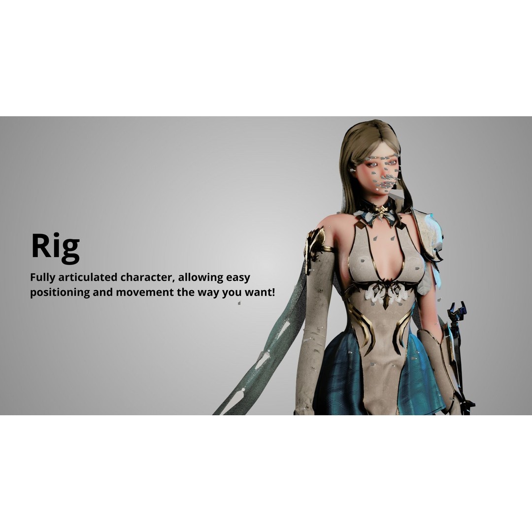Archer Girl 3D Model – Low Poly Game Ready Character, FBX, PBR - View 7