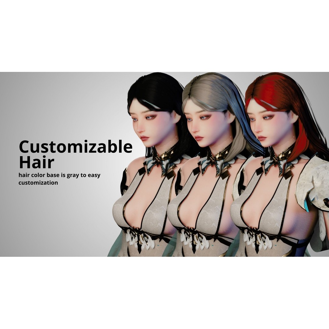 Archer Girl 3D Model – Low Poly Game Ready Character, FBX, PBR - View 9