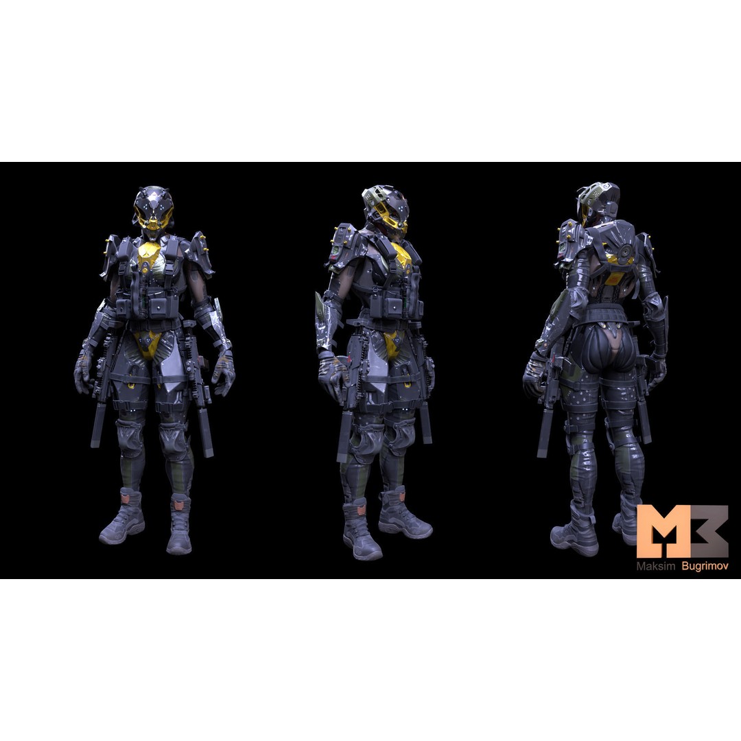 ANACONDA Female Soldier 3D Model – Low Poly Rigged Character, FBX - View 13