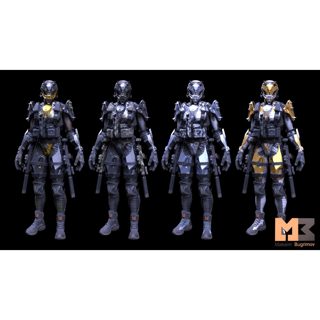 ANACONDA Female Soldier 3D Model – Low Poly Rigged Character, FBX - View 14