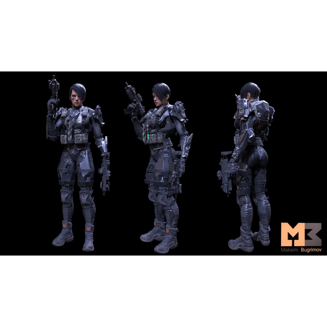 ANACONDA Female Soldier 3D Model – Low Poly Rigged Character, FBX - View 15
